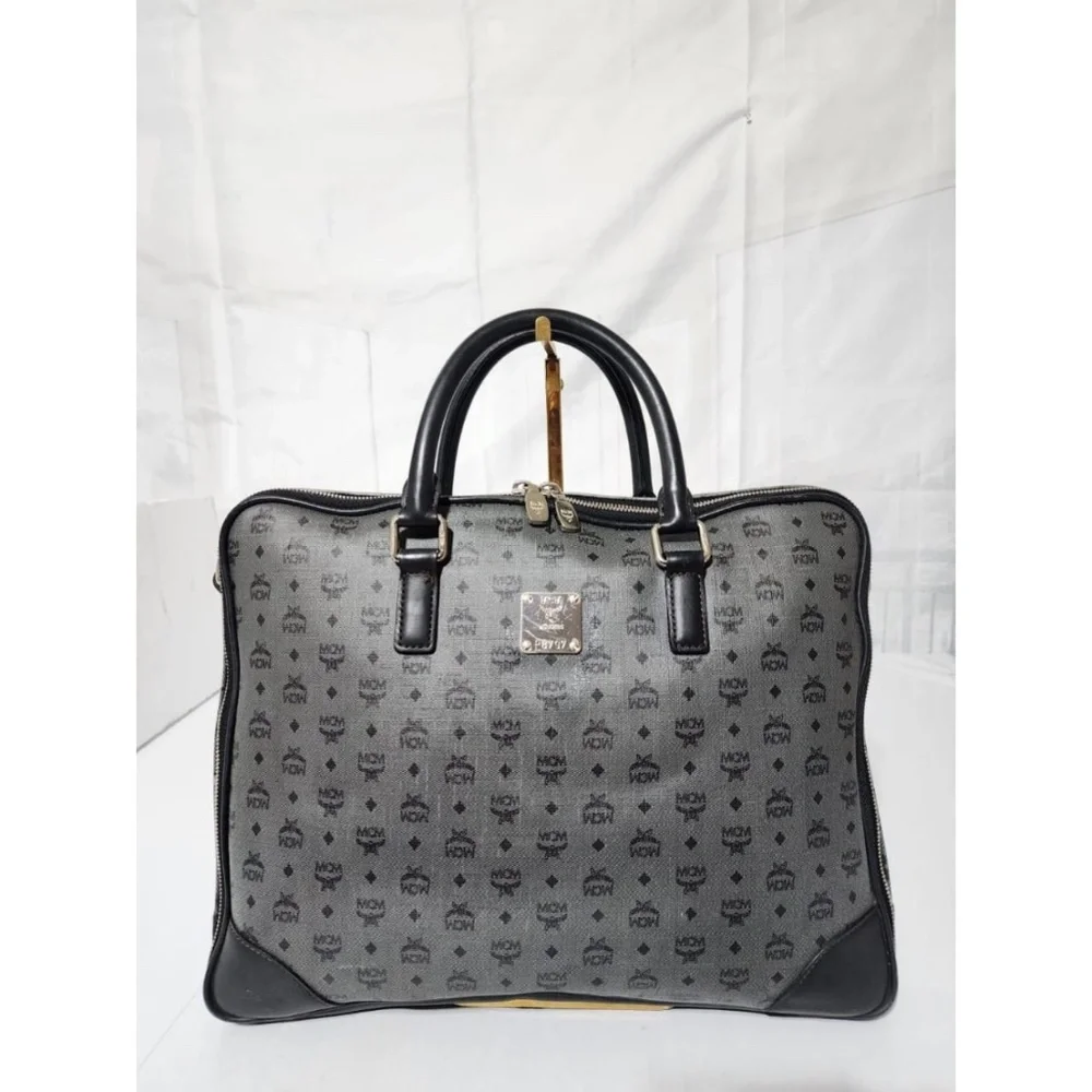 Authentic MCM Visetos Laptop Bag Grey/Black
